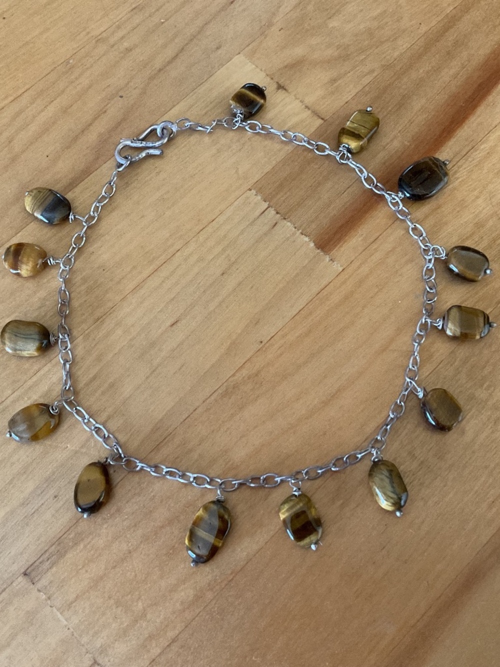 NWOT Sterling Silver 925 Tiger Eye Charms Anklet/Bracelet Size 10”